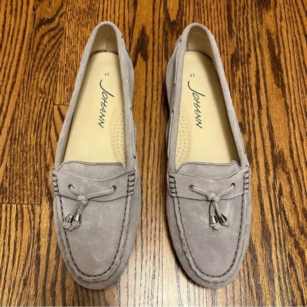 NWOT Grey Suede Loafers Size 10.5